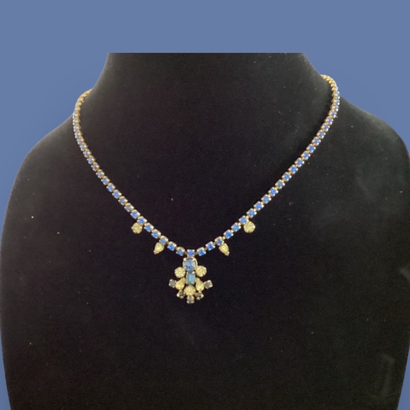 Blue Rhinestone Necklace - Picture 1 of 6